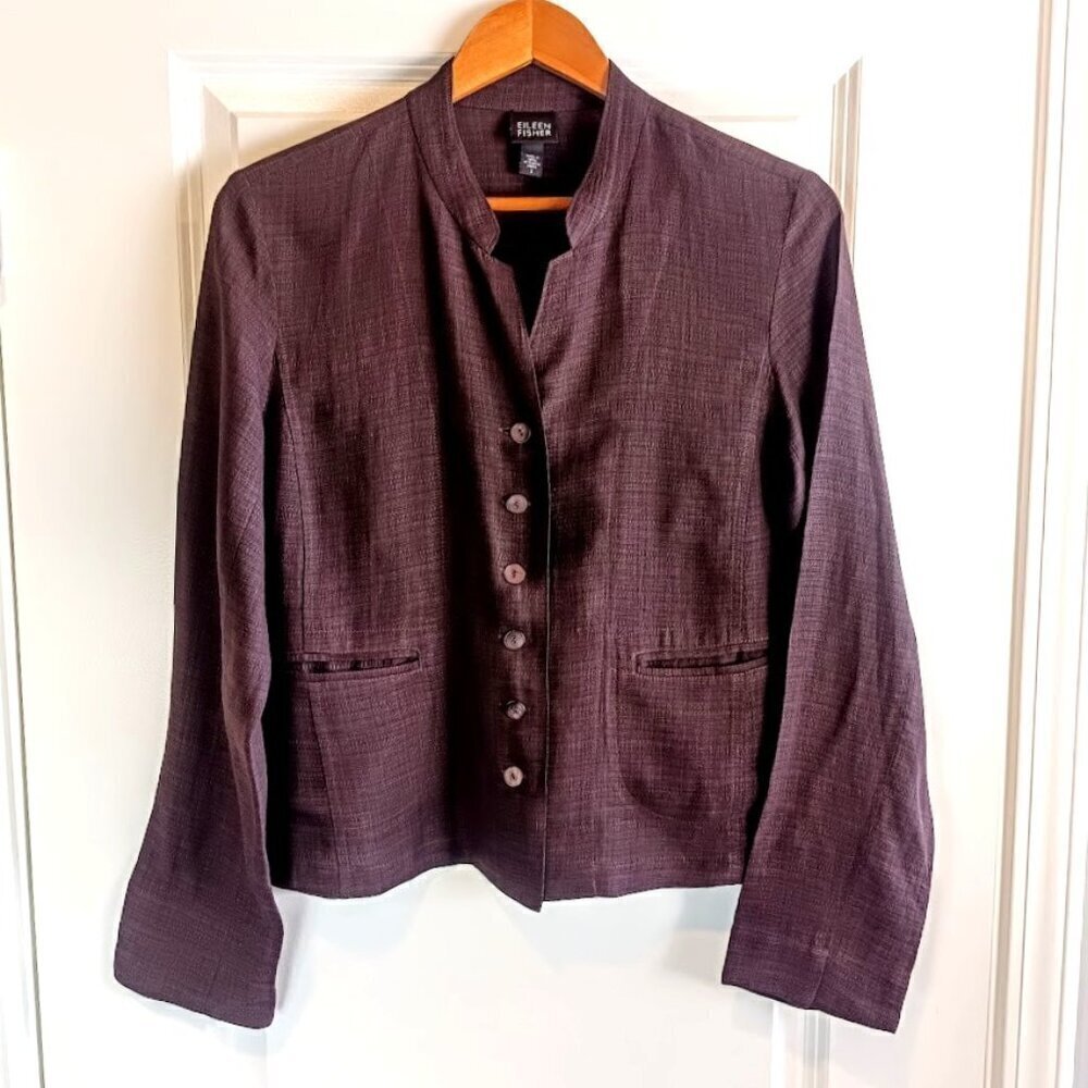Eileen Fisher Chocolate Brown Linen Jacket
